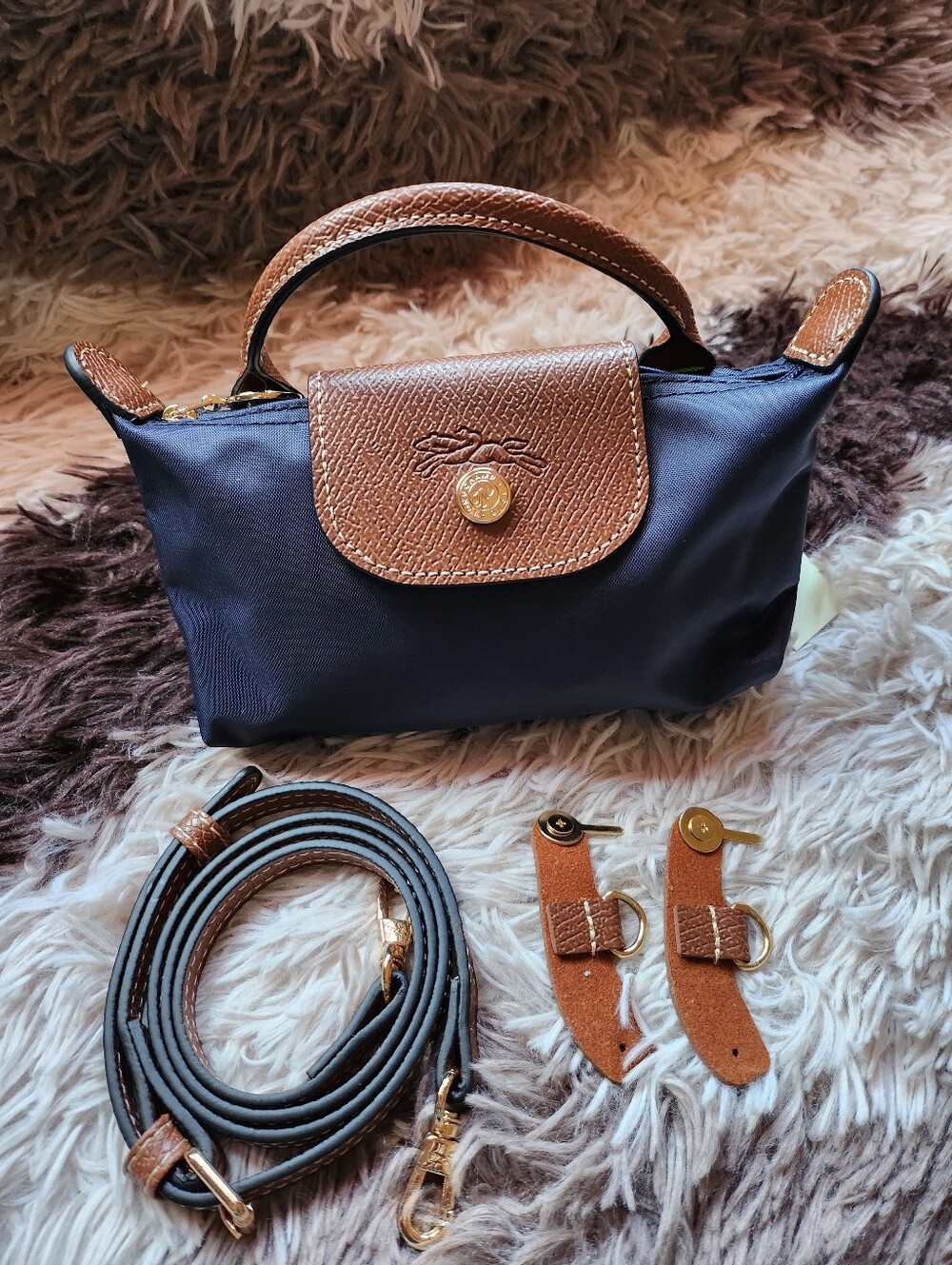 Longchamp Navy Mini Bag with Removable Strap NWT